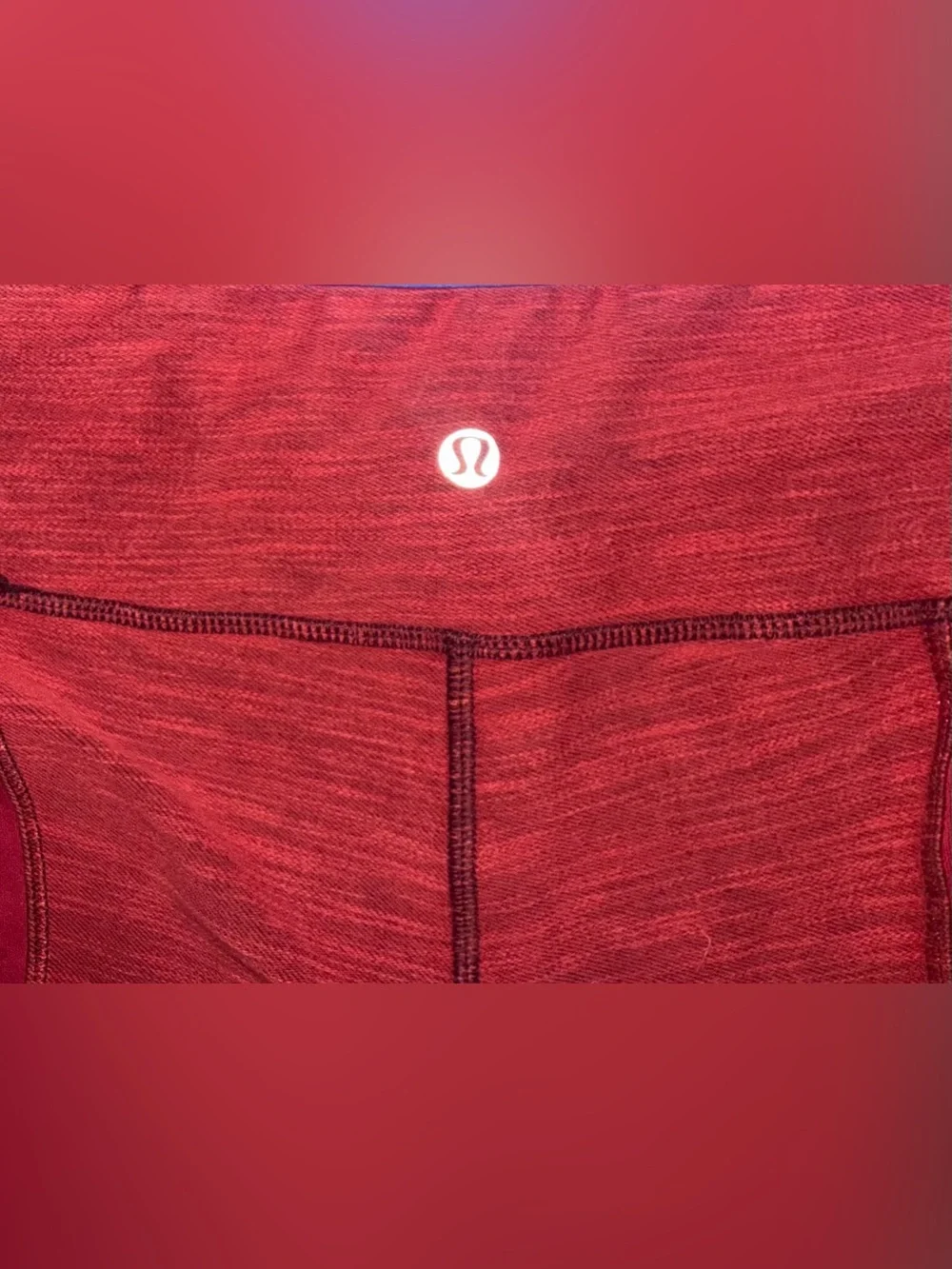 Lululemon Red Heathered Moto Leggings Side Pockets Full Length